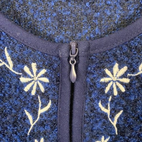 Vintage Cathy Daniels Blue Floral Embroidered Full Zip Sweater Women's 1X - Picture 4 of 9